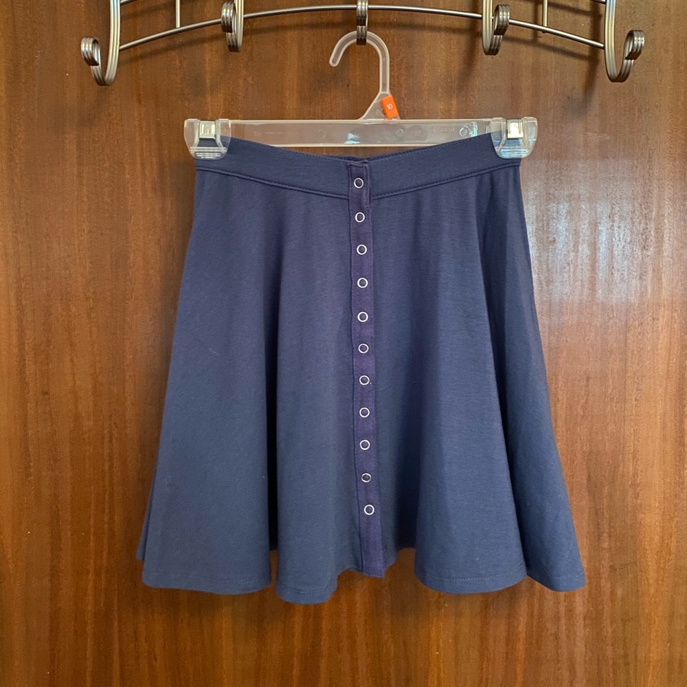 Urban Outfitters Kimchi Blue Blue A-line Skirt with Snap Buttons